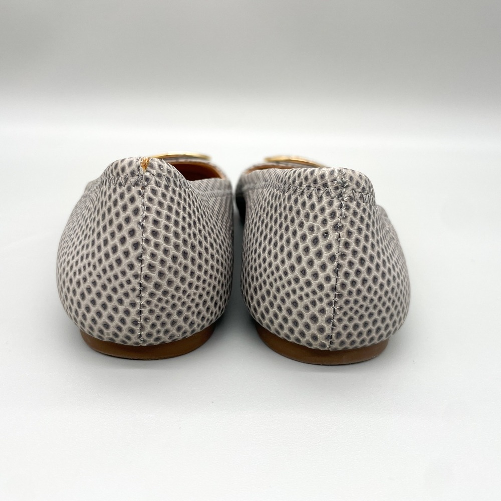 Tory Burch Serena Womens 7M Grey Snake Print Leather Ballet Flats Logo Preppy - Picture 6 of 12